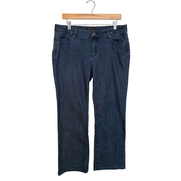 prAna Jada Jeans Women’s Sz 14/32 Mid Rise Boot Cut Dark Wash Blue Denim 1965631 - Picture 1 of 8